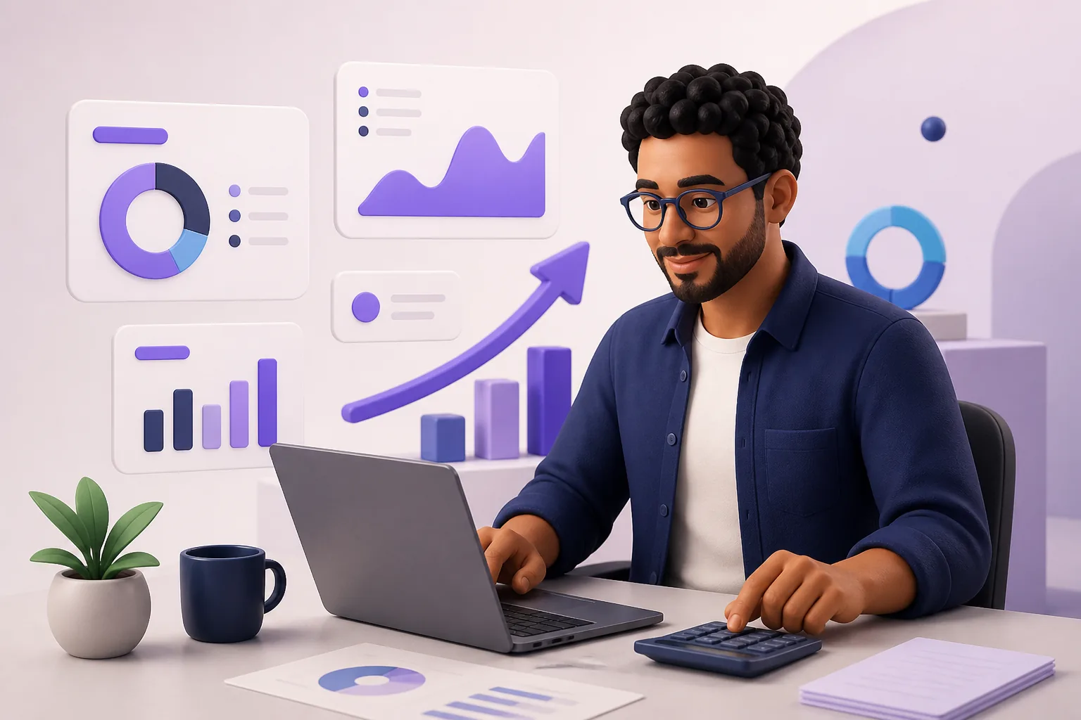 Empreendedor acompanhando os indicadores financeiros da empresa